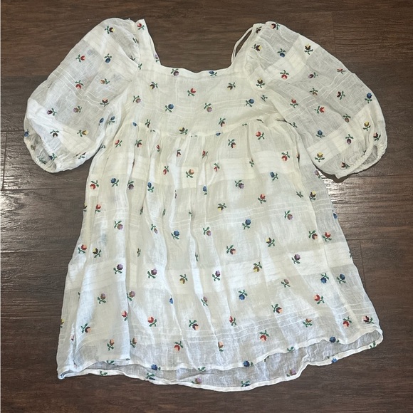 Kimchi Blue Women's Cream & Floral Design Short Sleeve Dress Size M - Picture 5 of 13